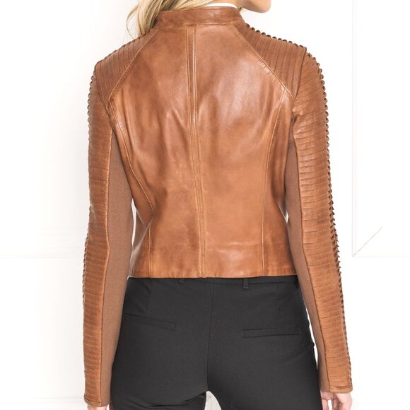 Lamarque NWT - Azra Leather Jacket in Luggage - Picture 4 of 5